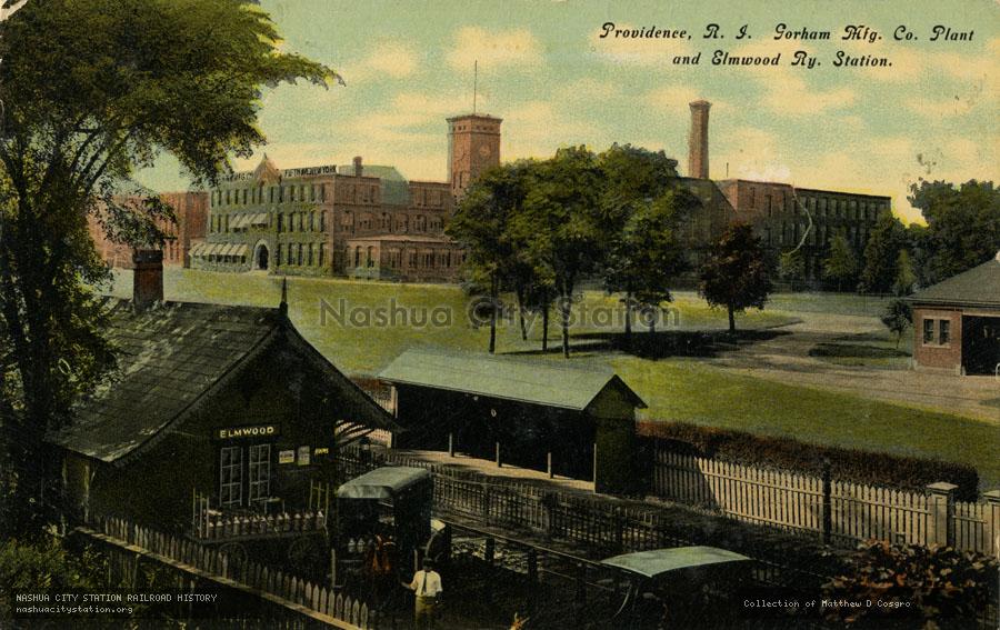 Postcard: Providence, Rhode Island.  Gorham Manufacturing Co. Plant and Elmwood Railway Station